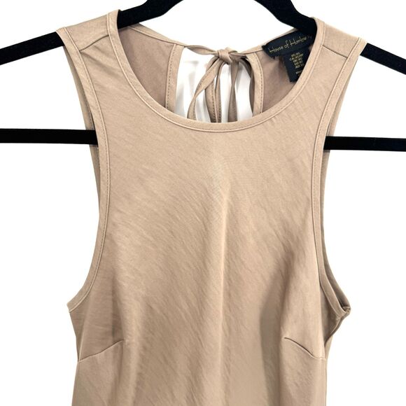 HOUSE OF HARLOW 1960 Champagne Tan Silky Bodycon Midi Dress Size XS - Picture 2 of 7